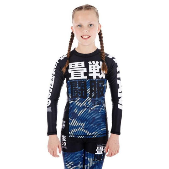 Kids Essential Camo Rash Guard - Blauw